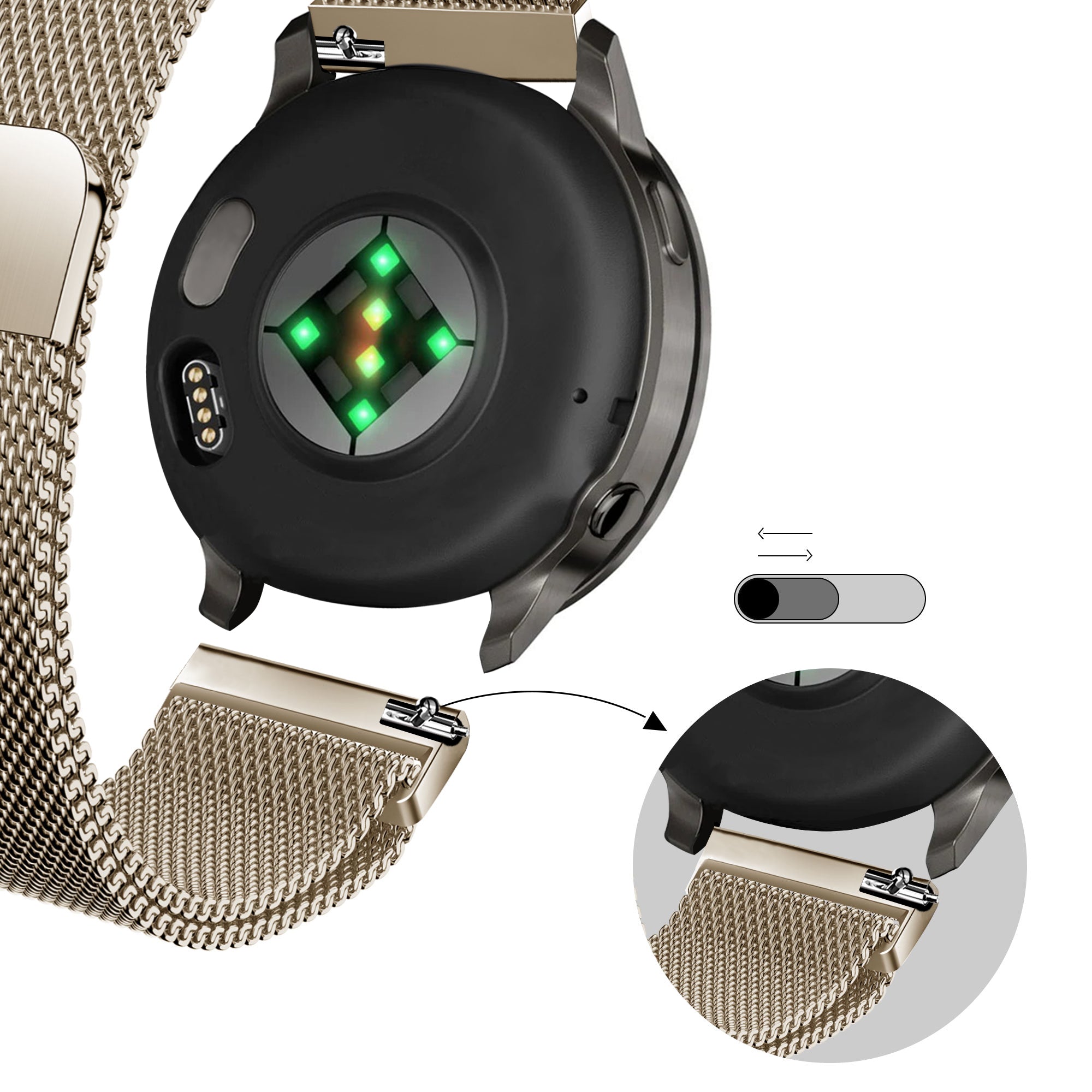 Bandz Garmin Forerunner 265s Milanese Loop Strap (Vintage Gold)