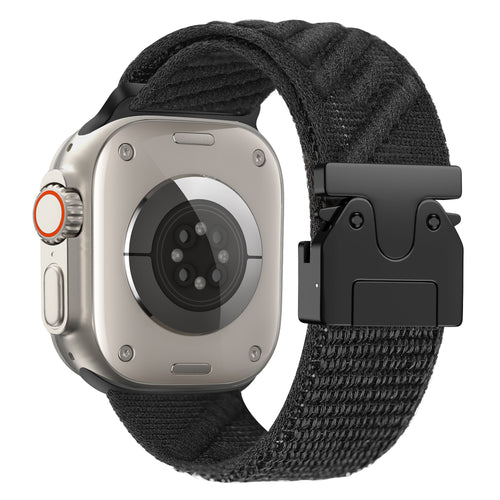Bandz Correa nylon ondulada con hebilla-P Apple Watch Ultra (negro)