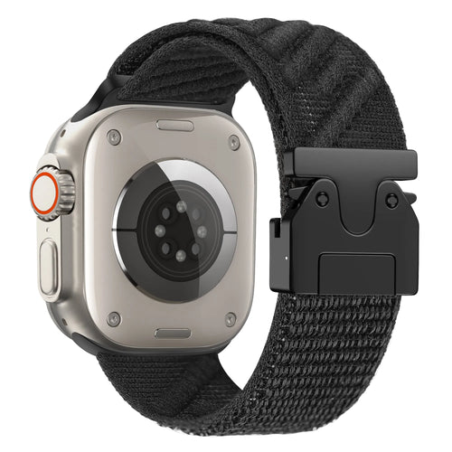 Bandz Apple Watch Nylon Strap 'Wave' with P-Buckle (Black)