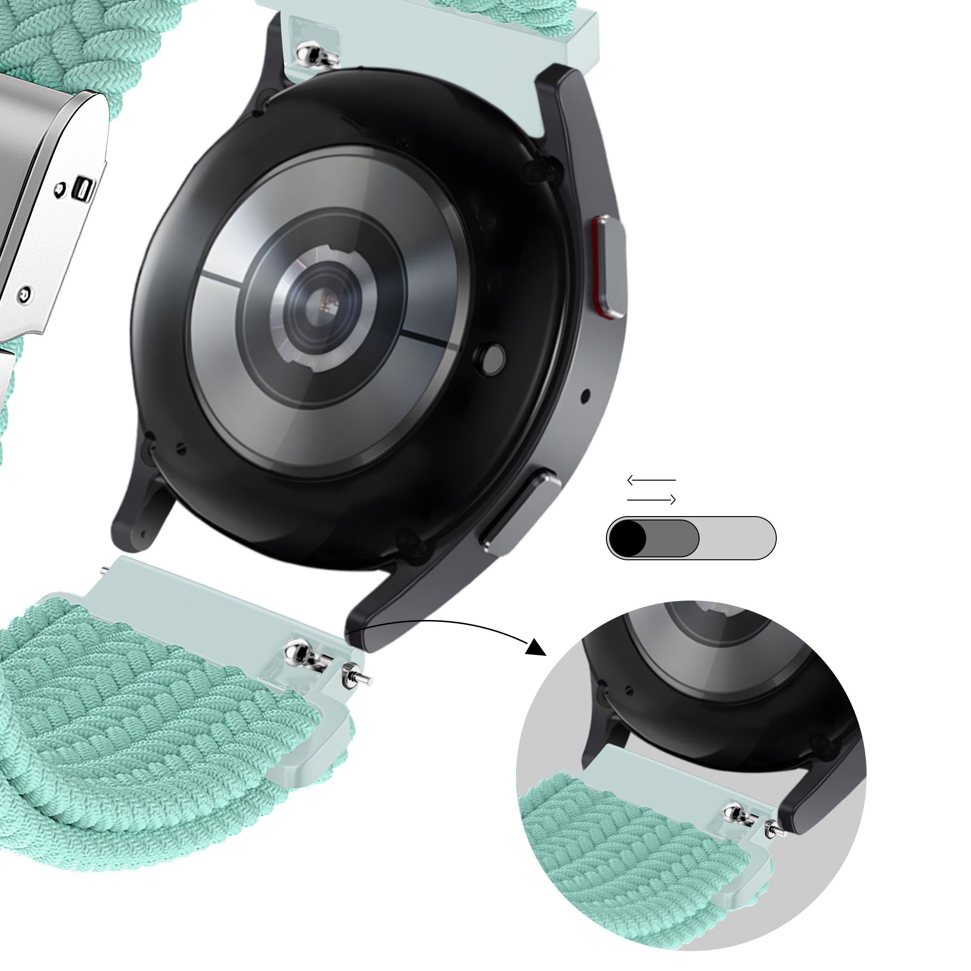 Bandz Correa nylon trenzada Garmin Vivomove Luxe (turquesa)