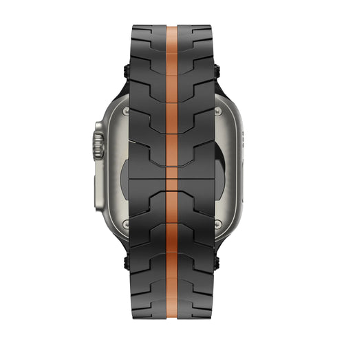 Bandz Apple Watch Metal Grain Strap 'Deluxe' (Black/Orange)
