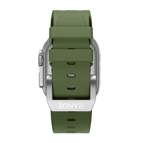 Bandz Correa silicona 'Luxe Liquid' Apple Watch Ultra (verde/plata)