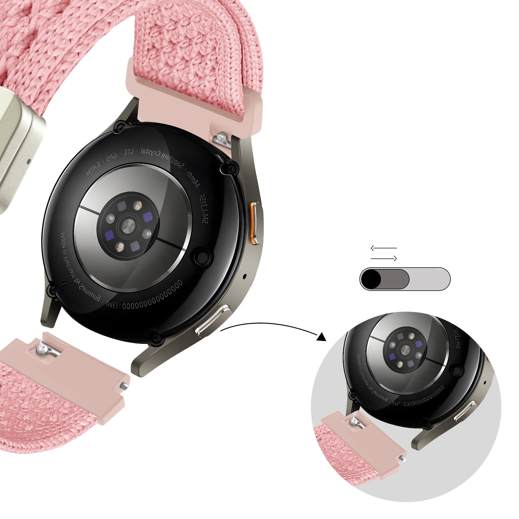 Bandz Samsung Galaxy Watch 4 Classic 46mm Vintage Nylon Strap (Pink)