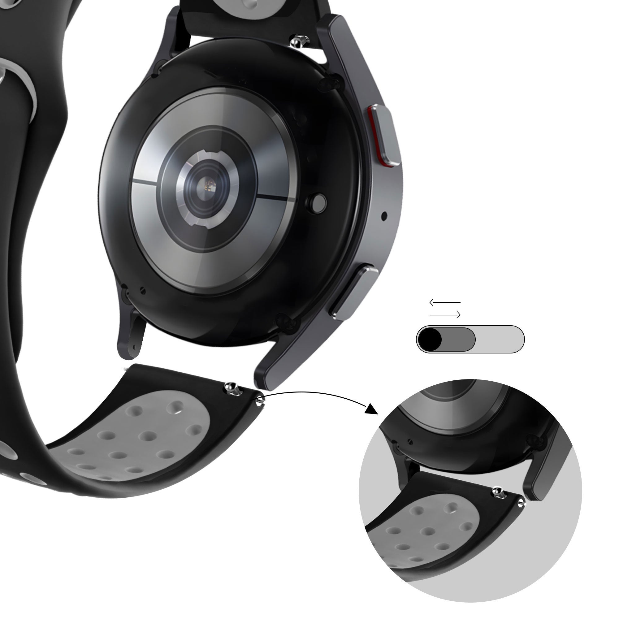 Bandz Correa silicona 'Deluxe' Suunto 9 Peak Pro (negro/gris)