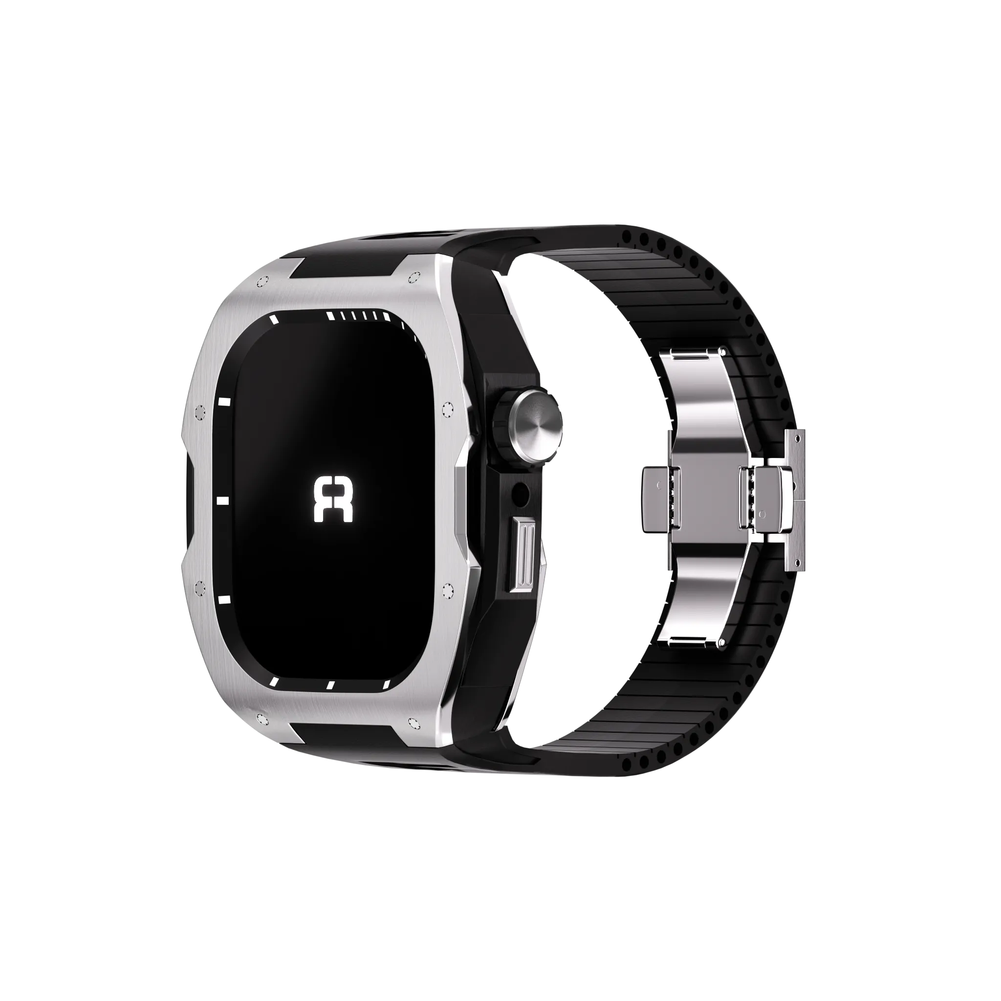 Reqior Apple Watch 45mm Case with Rubber Strap (Silver)