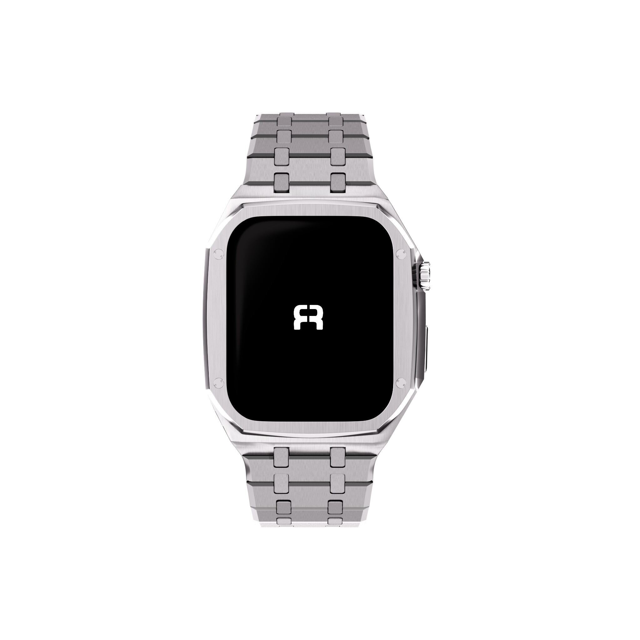 Reqior Funda con correa de acero Apple Watch 45mm (plateado)