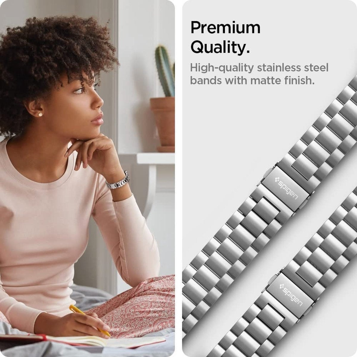 Spigen Galaxy Watch 4 Classic 42mm Steel Strap (Silver)