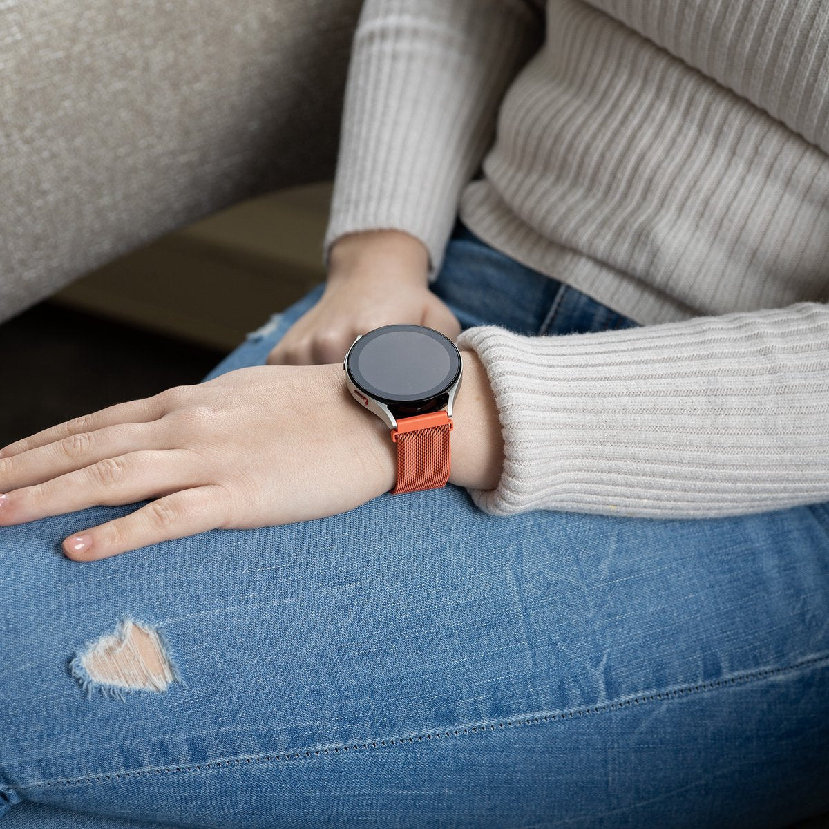 Samsung Galaxy Watch 7 - 40mm Milanese Strap (Orange)