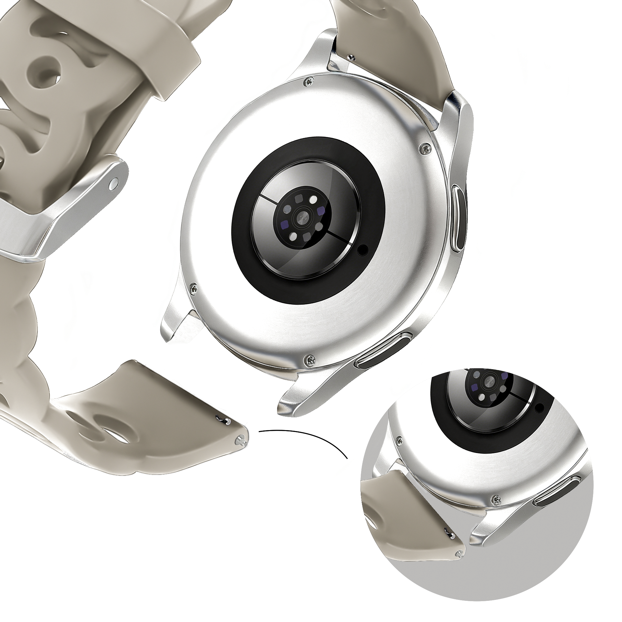 Bandz Samsung Galaxy Watch 4 Classic 46mm Silicone Strap 'Chains' (Light Grey)