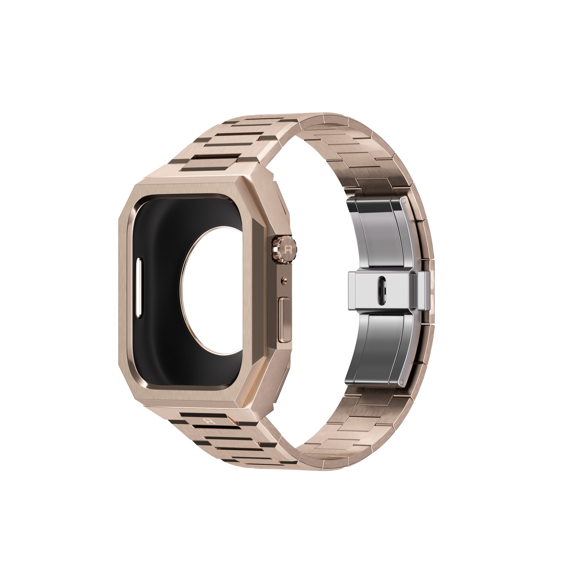 Reqior Apple Watch 45mm Case with Steel Strap 'Nautilus' (Rose Gold)