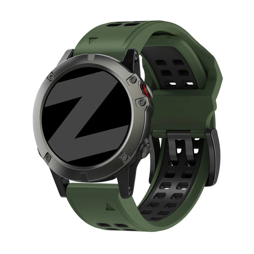 Bandz Correa deportiva dual con hebilla Garmin Quatix 8 Pro - 47mm (verde militar/negro)