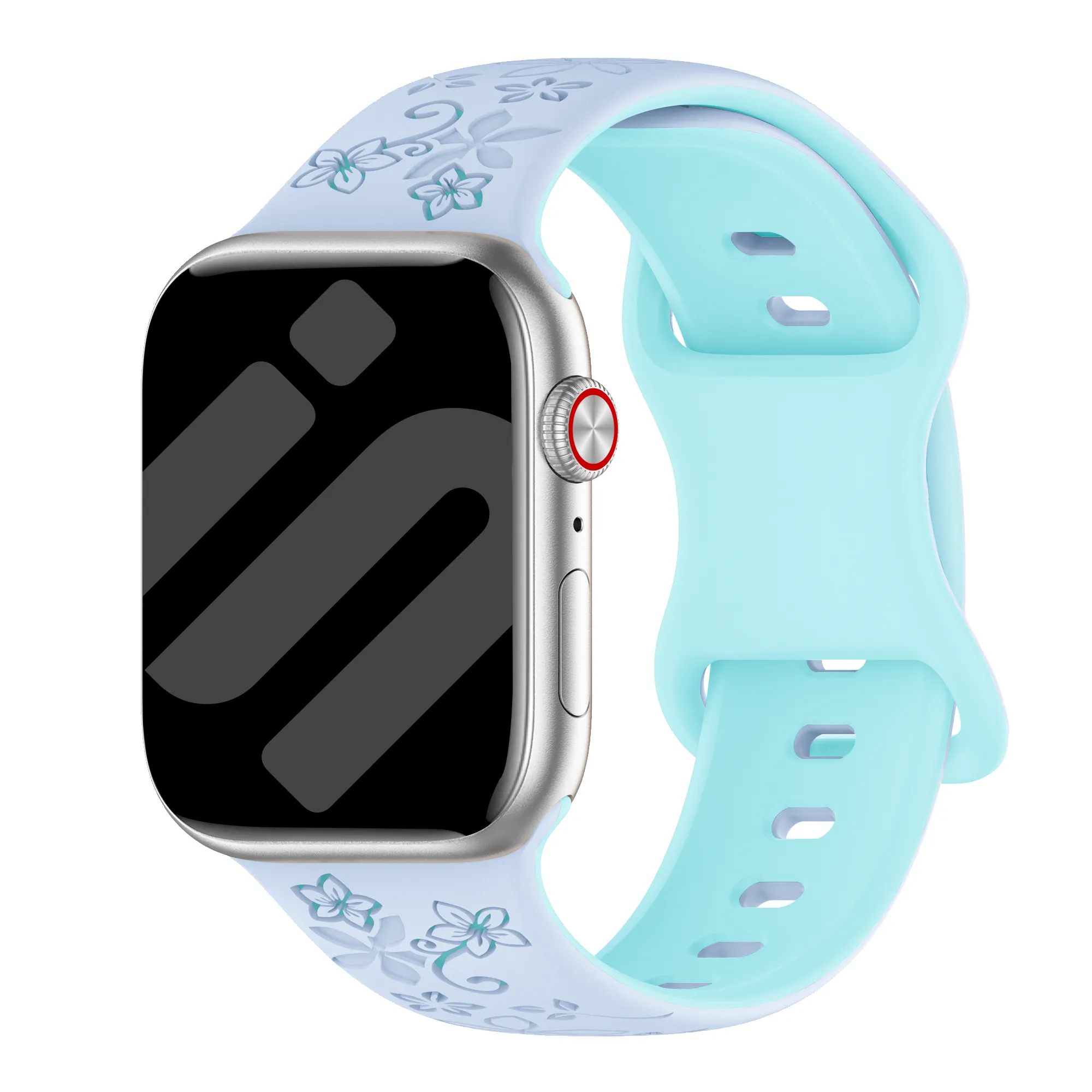 Correa silicona con flores Apple Watch (azul claro/azul hielo)