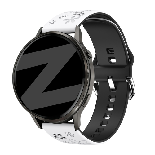Bandz Correa silicona 'Flores' Garmin Forerunner 255s (blanco/negro)