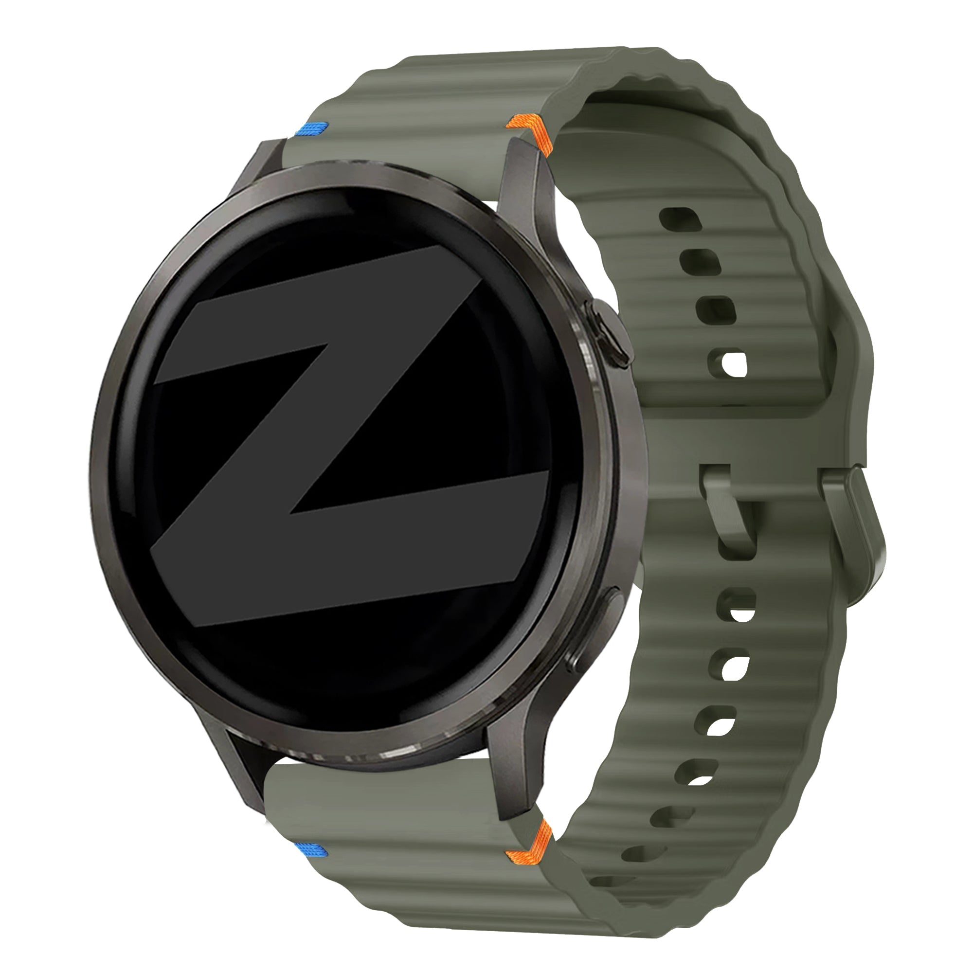 Bandz Garmin Forerunner 570 - 47mm Silicone Strap 'Wave' (Army Green)