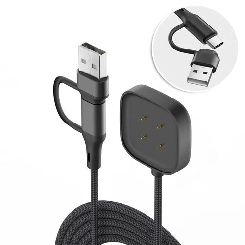 Strap-it USB-A & C 2in1 Braided Fitbit Versa 3 Charger