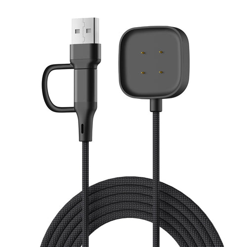 Strap-it USB-A & C 2in1 Braided Fitbit Versa 3 Charger