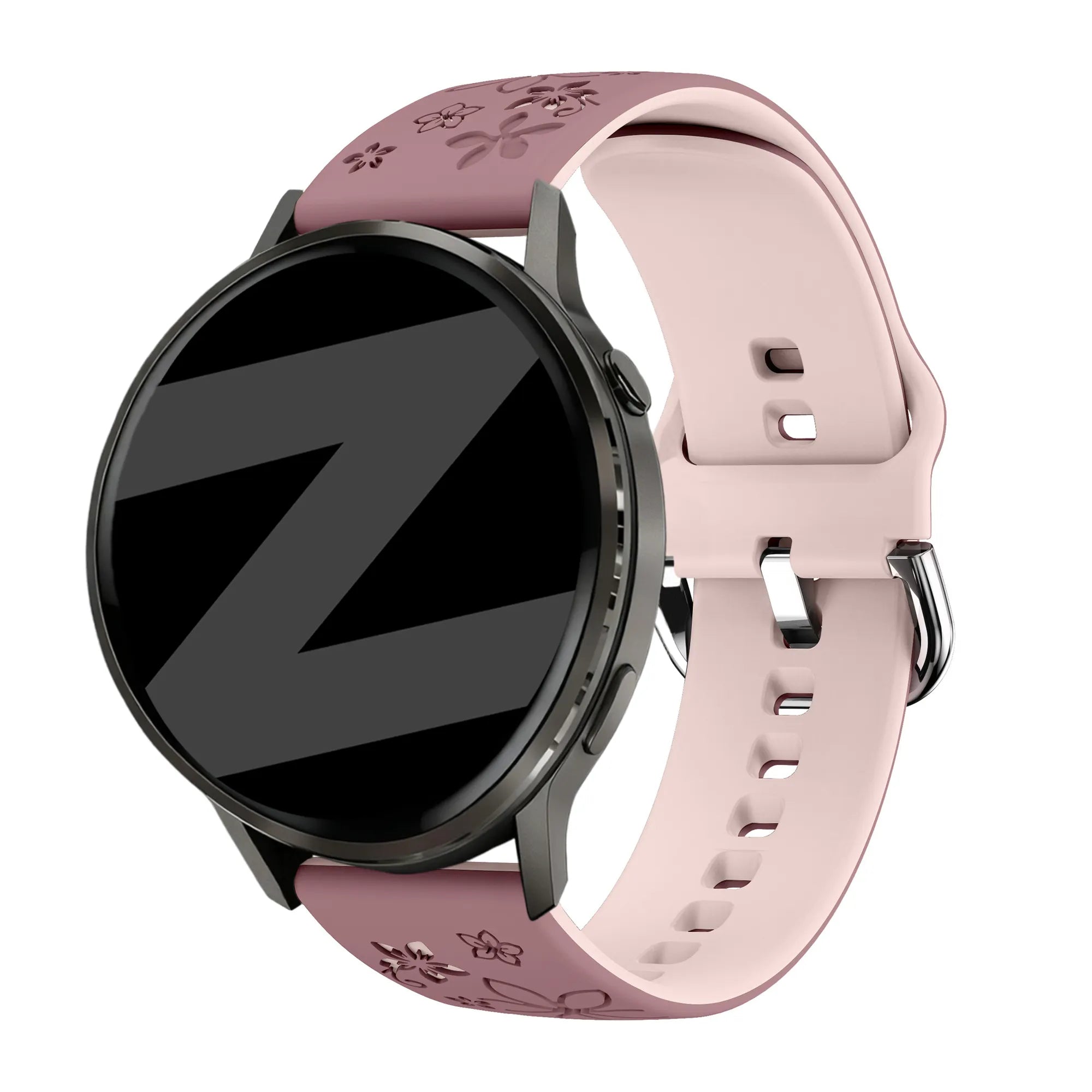 Bandz Garmin Forerunner 70 Silicone Strap 'Flowers' (Smoke Purple/Light Pink)