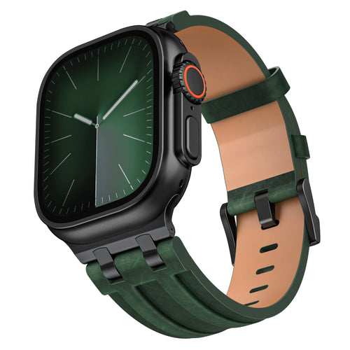 Correa cuero sólida Apple Watch Ultra (verde oscuro)