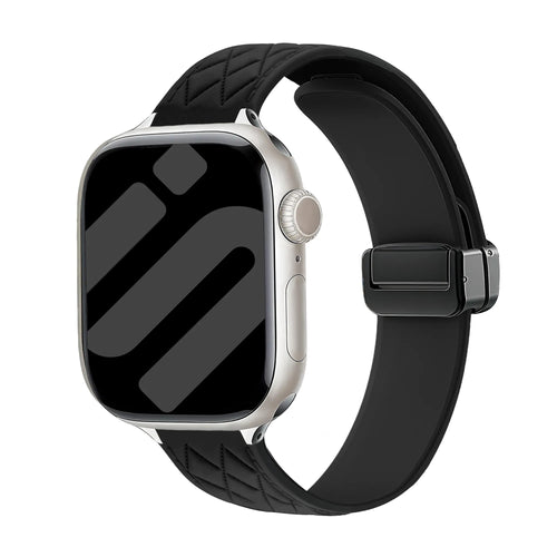 Correa silicona 'Diamond' con hebilla Apple Watch (negro)