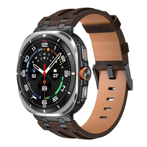 Samsung Galaxy Watch Ultra Solid Leather Strap (Coffee Brown)
