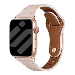 Correa cuero con cierre de presión Apple Watch (rosa)