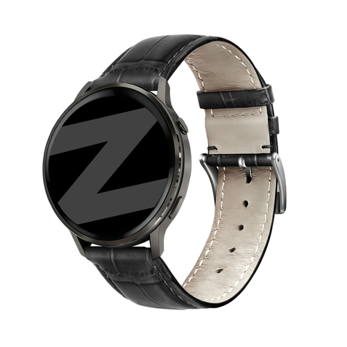 Bandz Correa cuero estilo cocodrilo Garmin D2 Air X15 (negro)