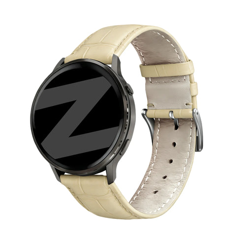 Bandz Correa cuero estilo cocodrilo Garmin Vivomove Style (beige)