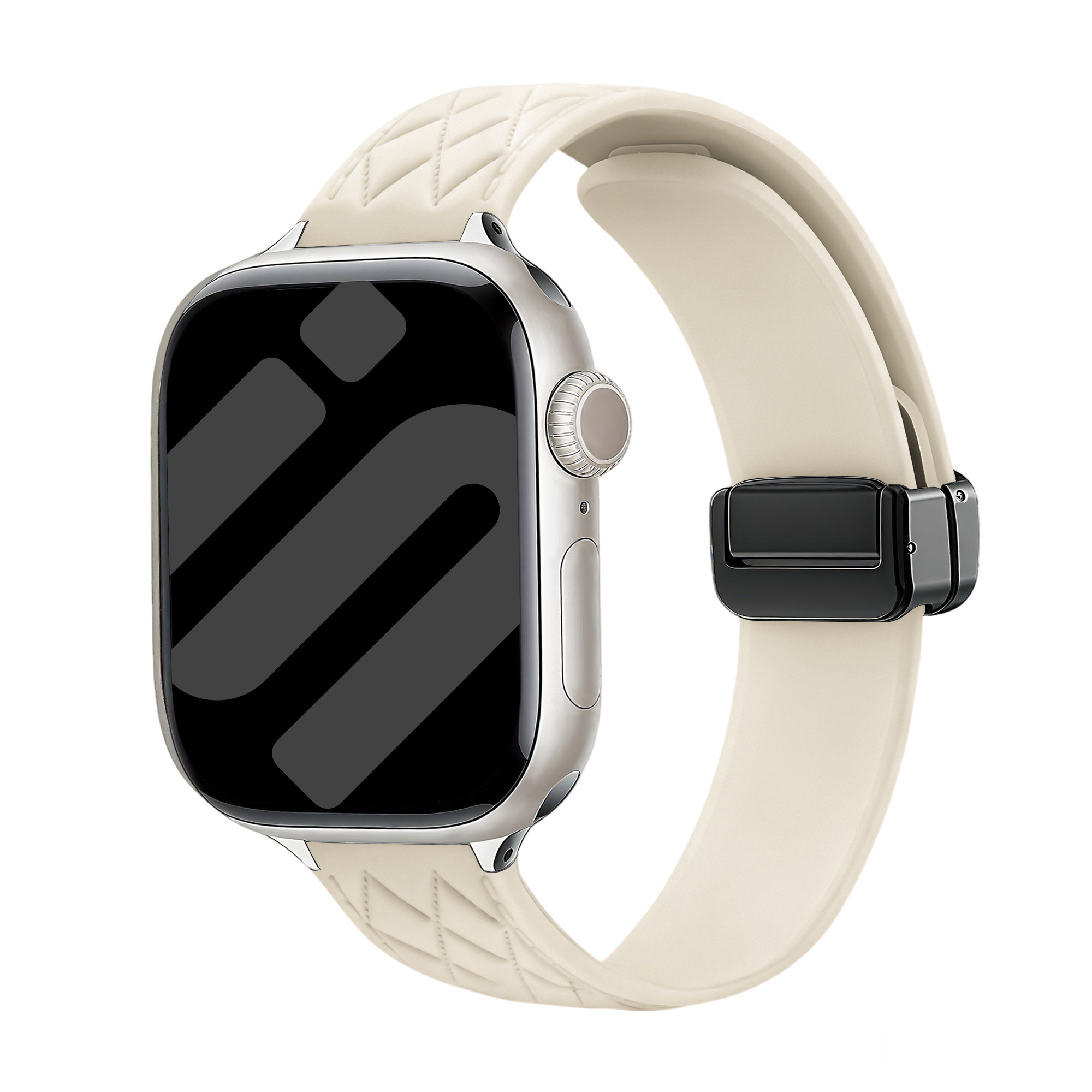 Correa silicona 'Diamond' con hebilla Apple Watch (beige)