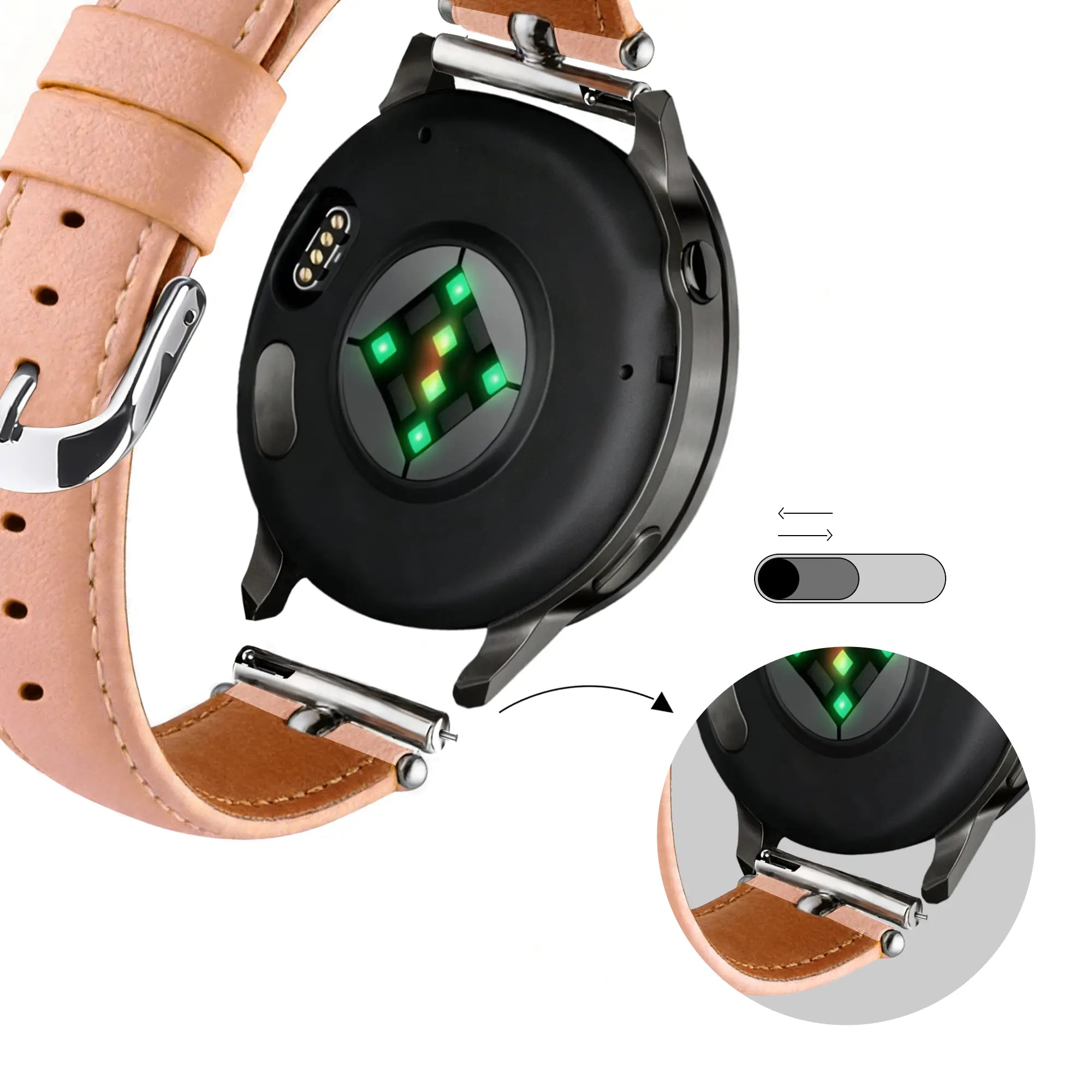 Bandz Gard Pro Health Smartwatch 3 - 41mm Leather Strap 'Bullet' (Pink)