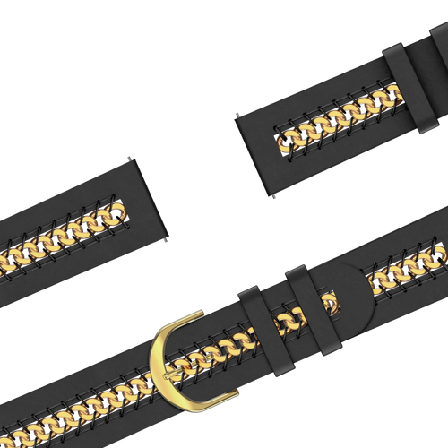 Bandz Garmin Venu SQ Leather Strap 'Chains' (Black)