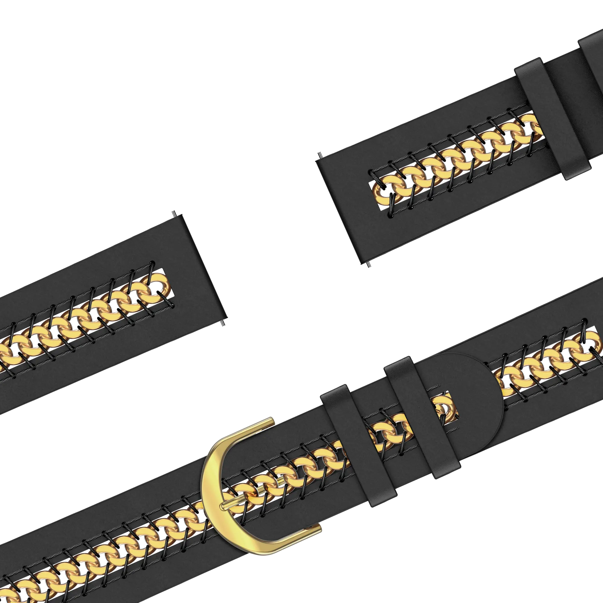 Bandz Garmin Venu SQ Leather Strap 'Chains' (Black)