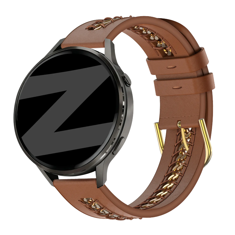 garmin 20mm leather band chains brown