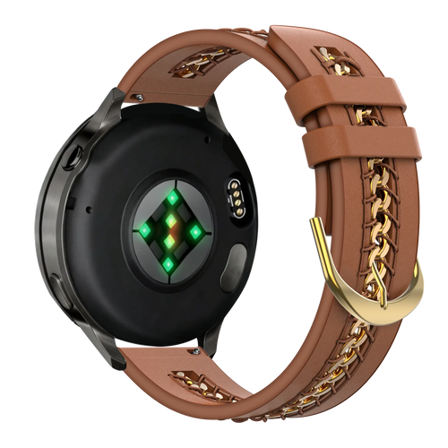 Bandz Garmin Vivomove 3 Leather Strap 'Chains' (Brown)