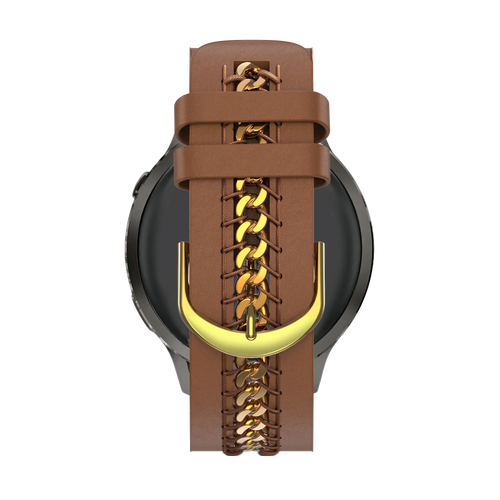Bandz Garmin Vivomove 3 Leather Strap 'Chains' (Brown)