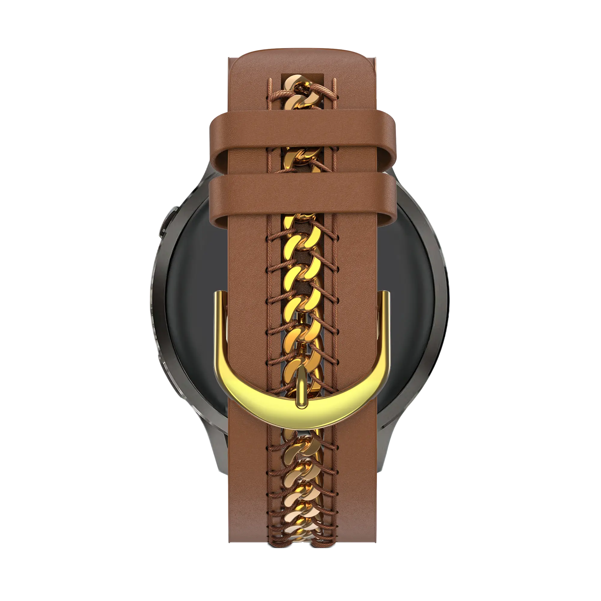 Bandz Garmin Vivomove 3 Leather Strap 'Chains' (Brown)