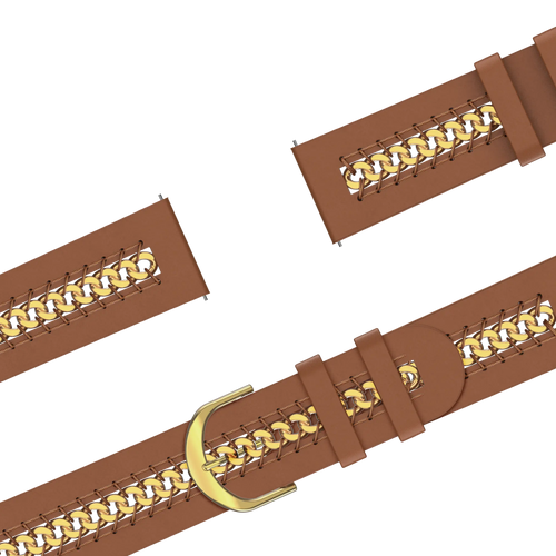 Bandz Garmin Vivomove 3 Leather Strap 'Chains' (Brown)