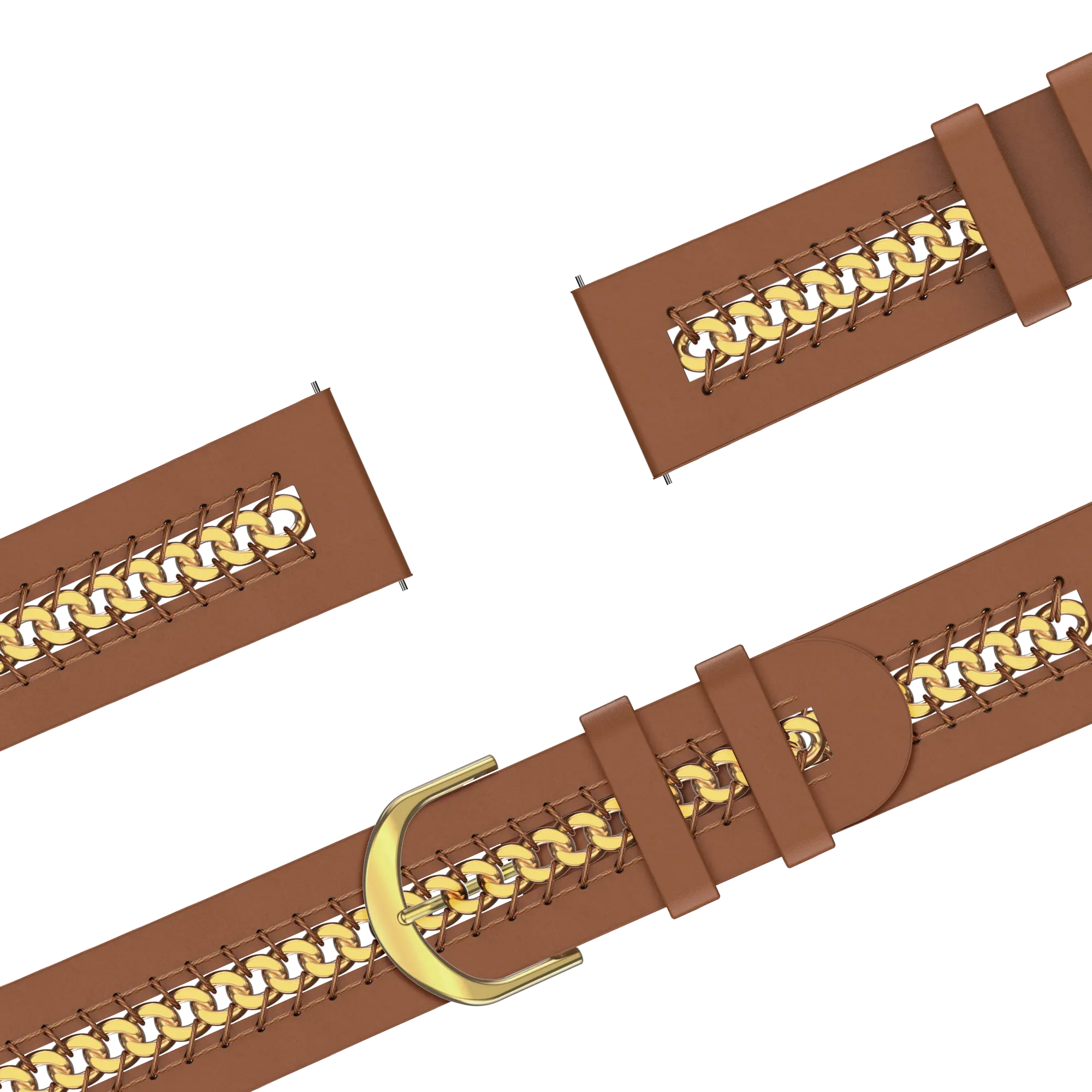 Bandz Garmin Vivomove 3 Leather Strap 'Chains' (Brown)