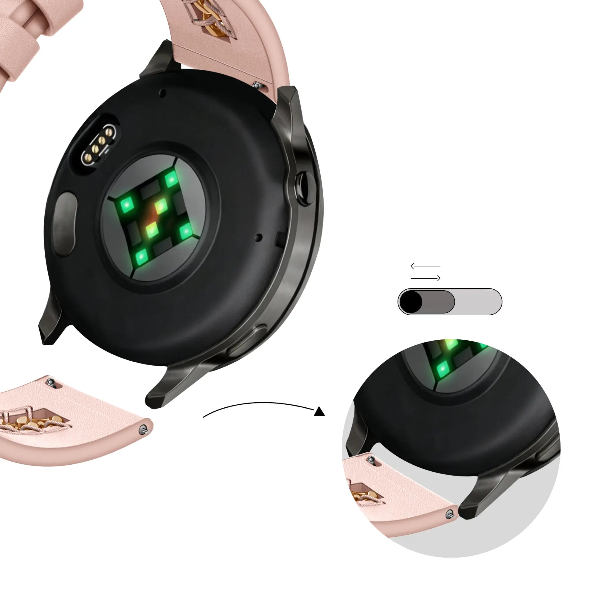 Bandz Correa cuero 'Chains' Samsung Galaxy Watch - 42mm (rosa)