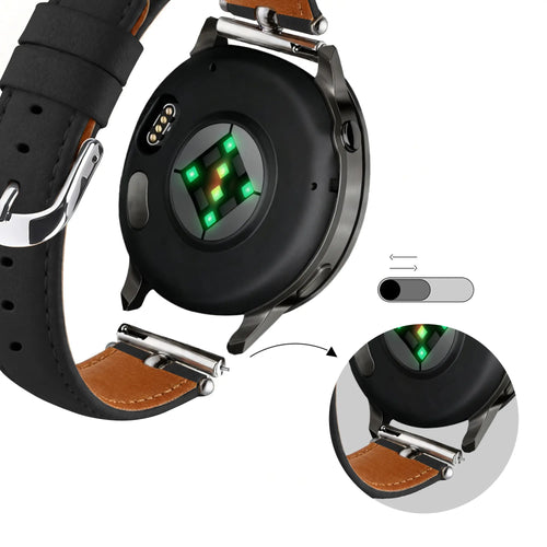 Bandz Actyve Smartwatch 20mm Leather Strap 'Bullet' (Black)