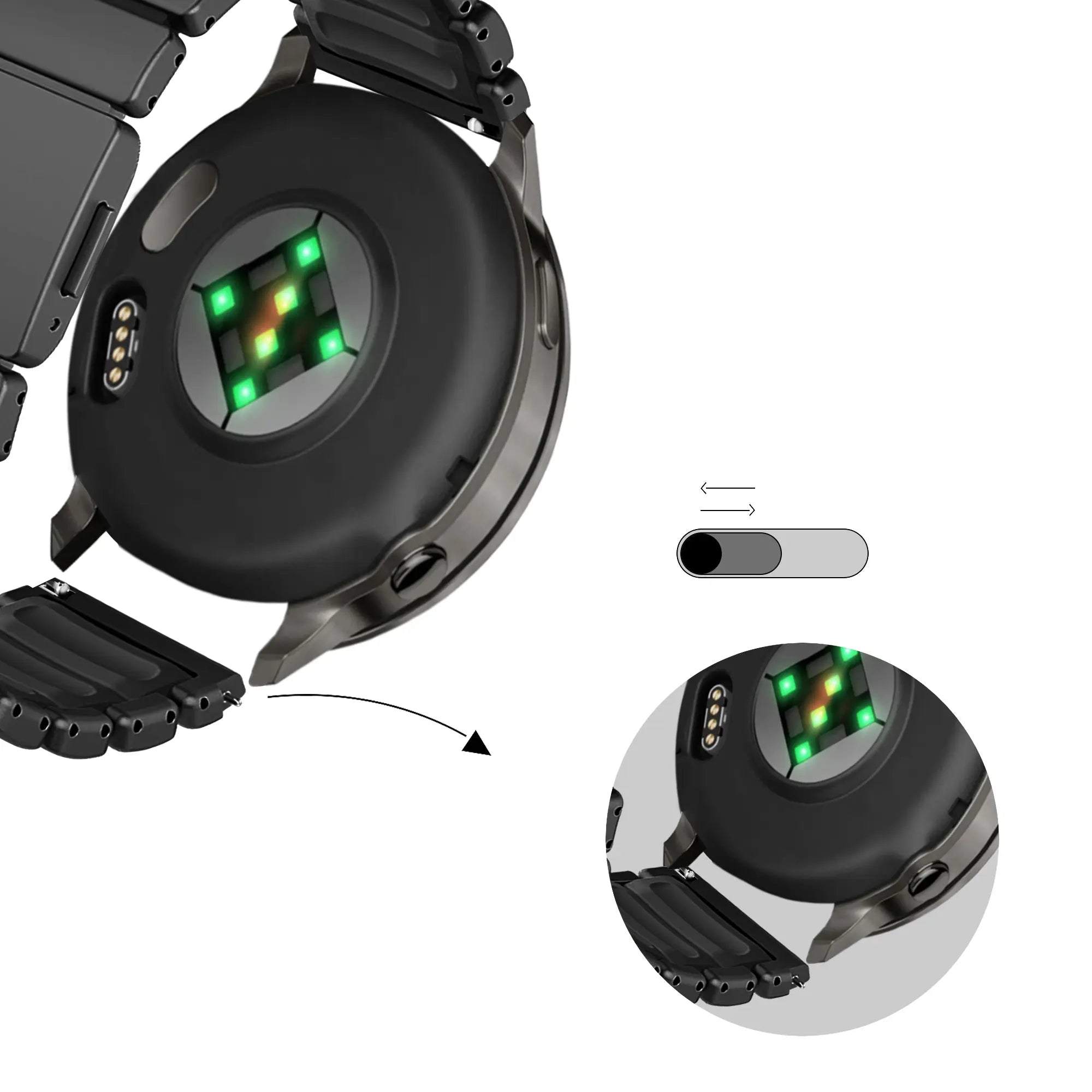Bandz Correa titanio 'Hybrid' Garmin Vivoactive 4 (negro)