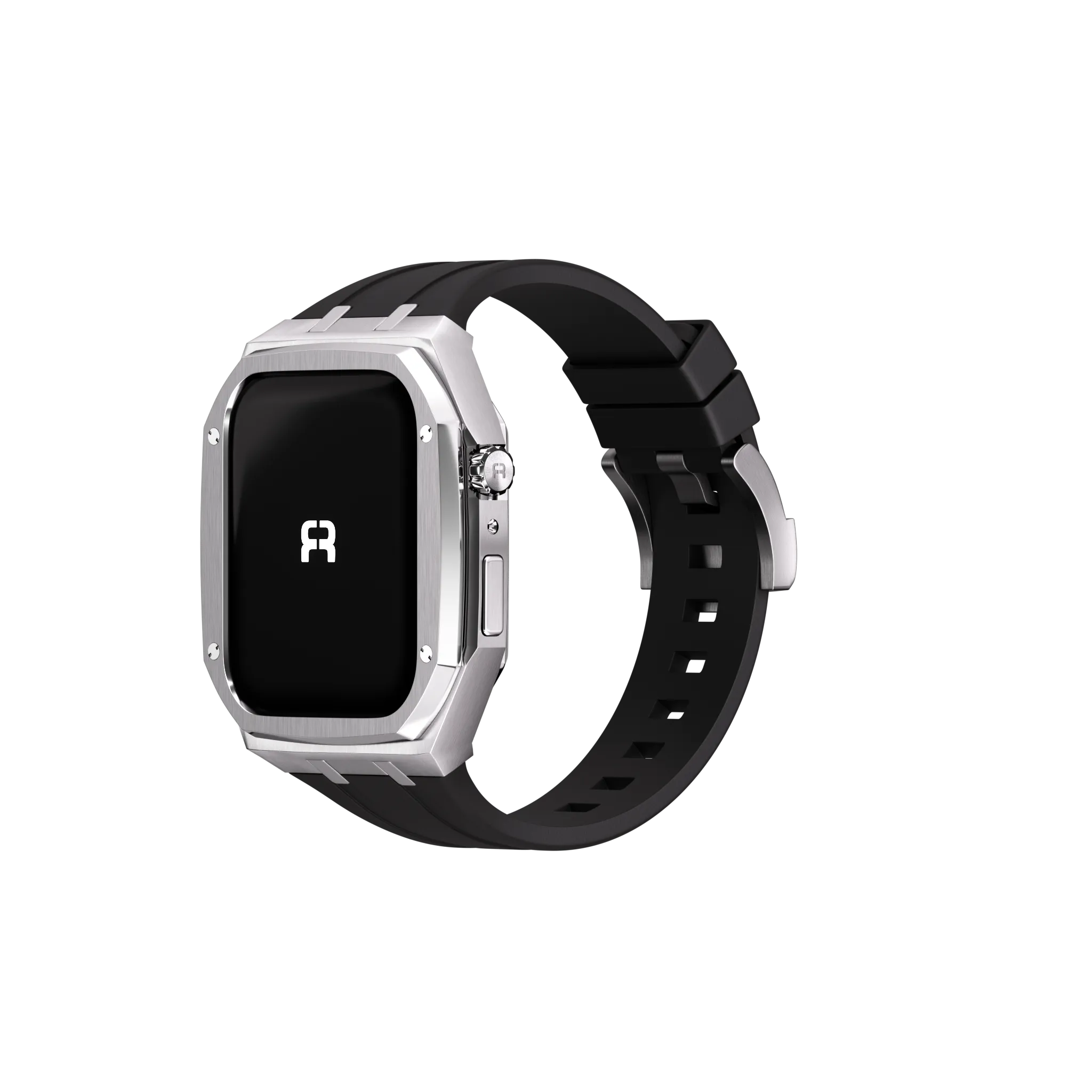 Reqior Funda de metal con correa de goma Apple Watch 45mm (plateado)