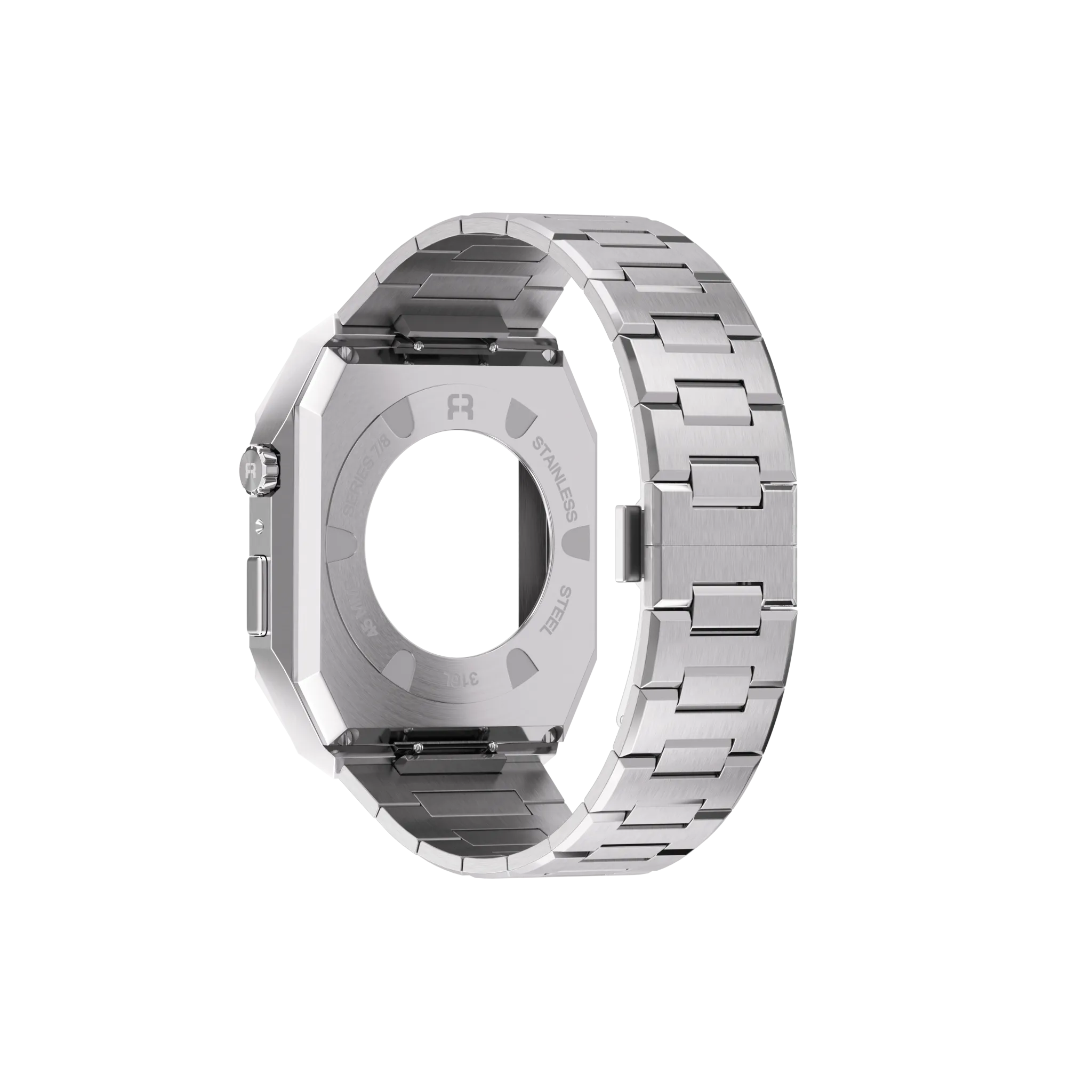 Reqior Funda con correa de acero 'Nautilus' Apple Watch 45mm (plateado)