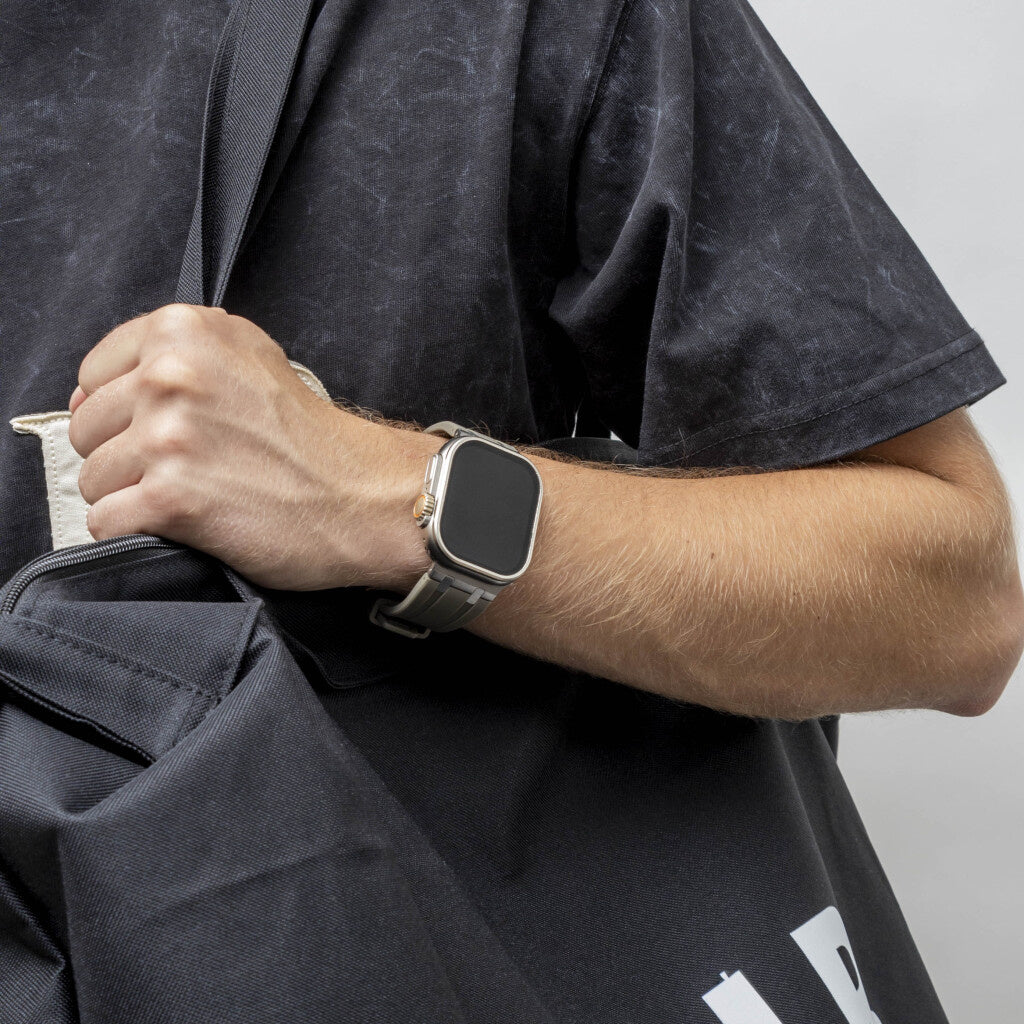 BALR. Apple Watch Ultra Liquid Silicone Strap (Brown/Silver)