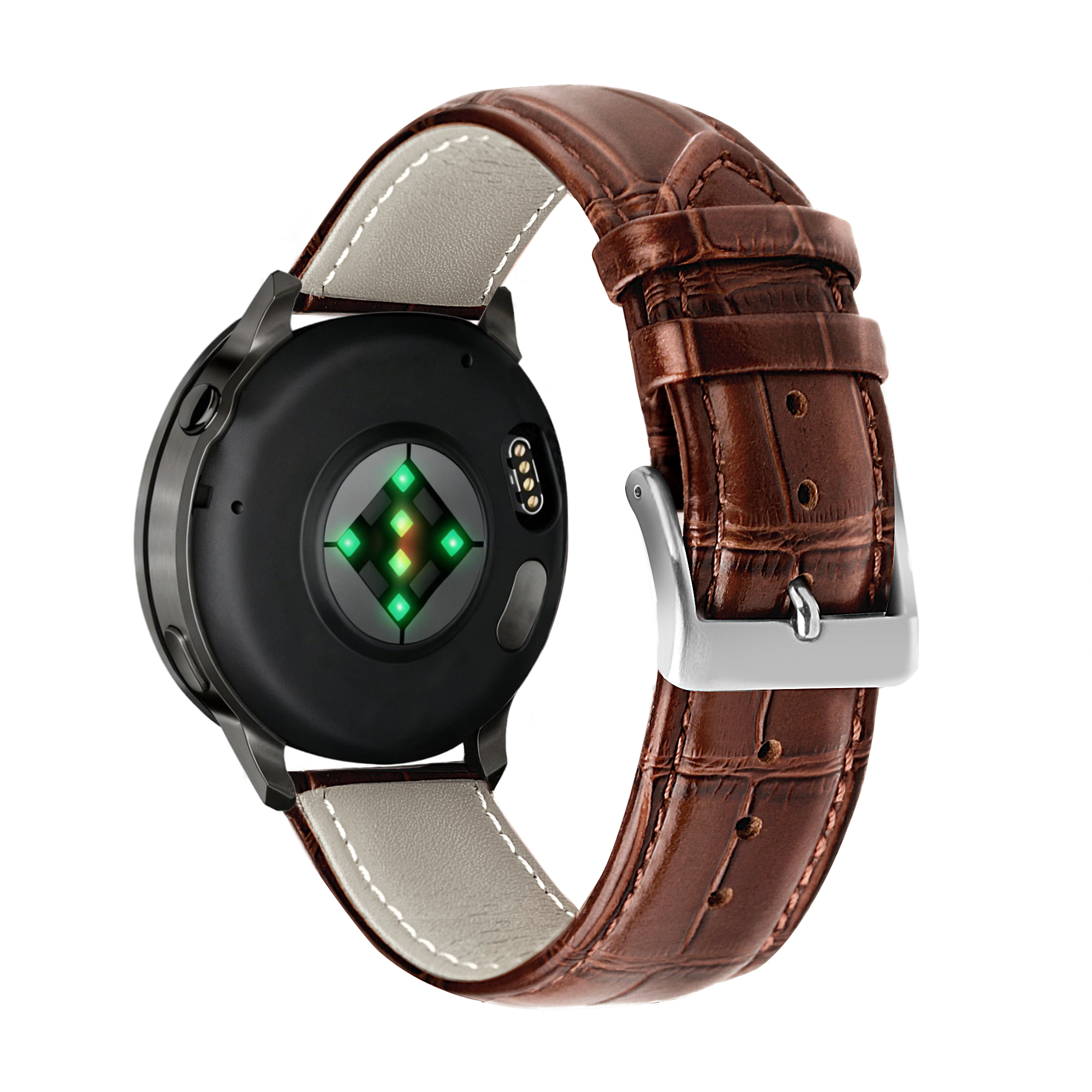 Bandz Garmin Forerunner 570 - 47mm Leather Strap Crocodile Grain (Brown)