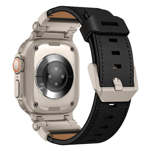 Bandz Correa cuero 'Explorer' Apple Watch (negro)