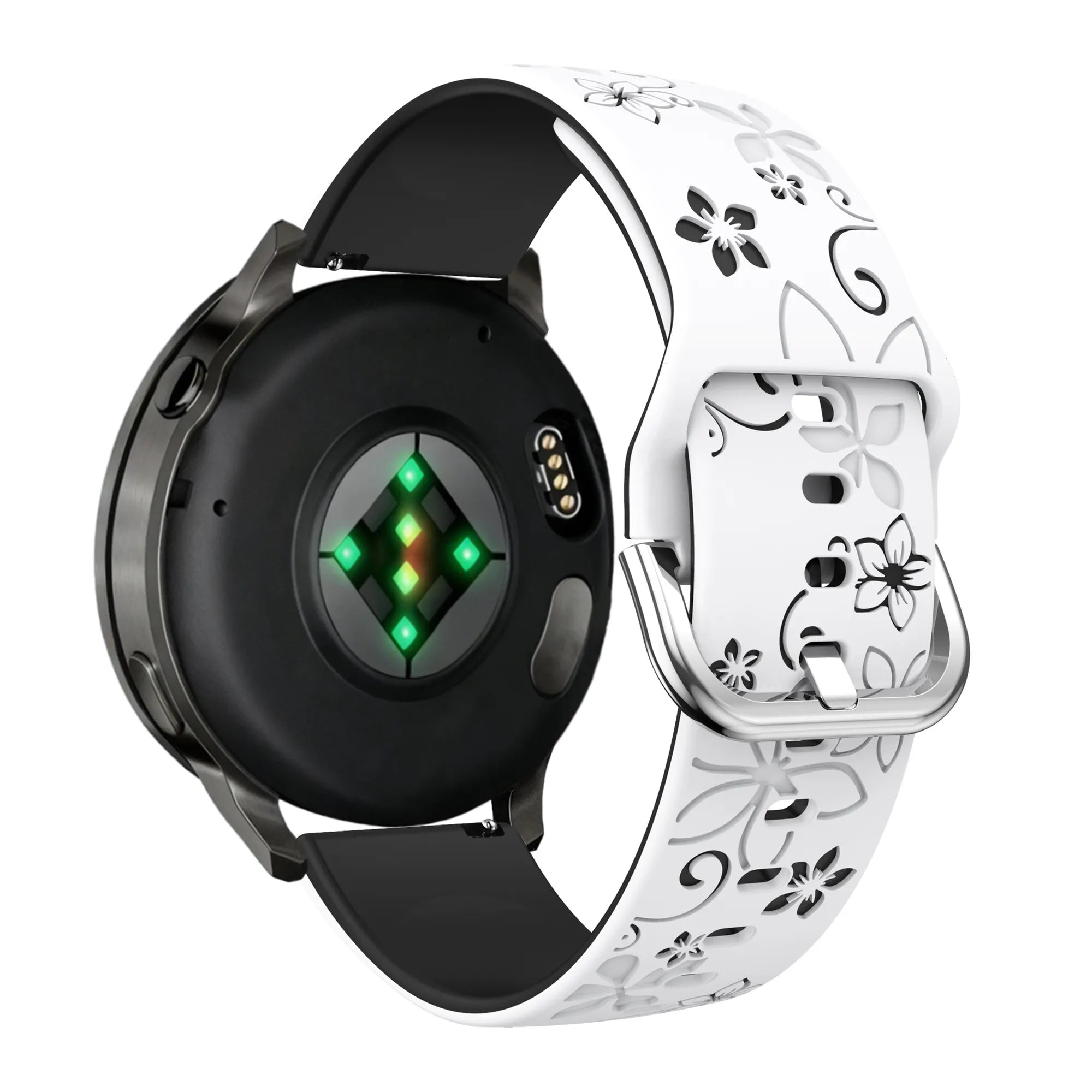 Bandz Garmin Forerunner 70 Silicone Strap 'Flowers' (White/Black)