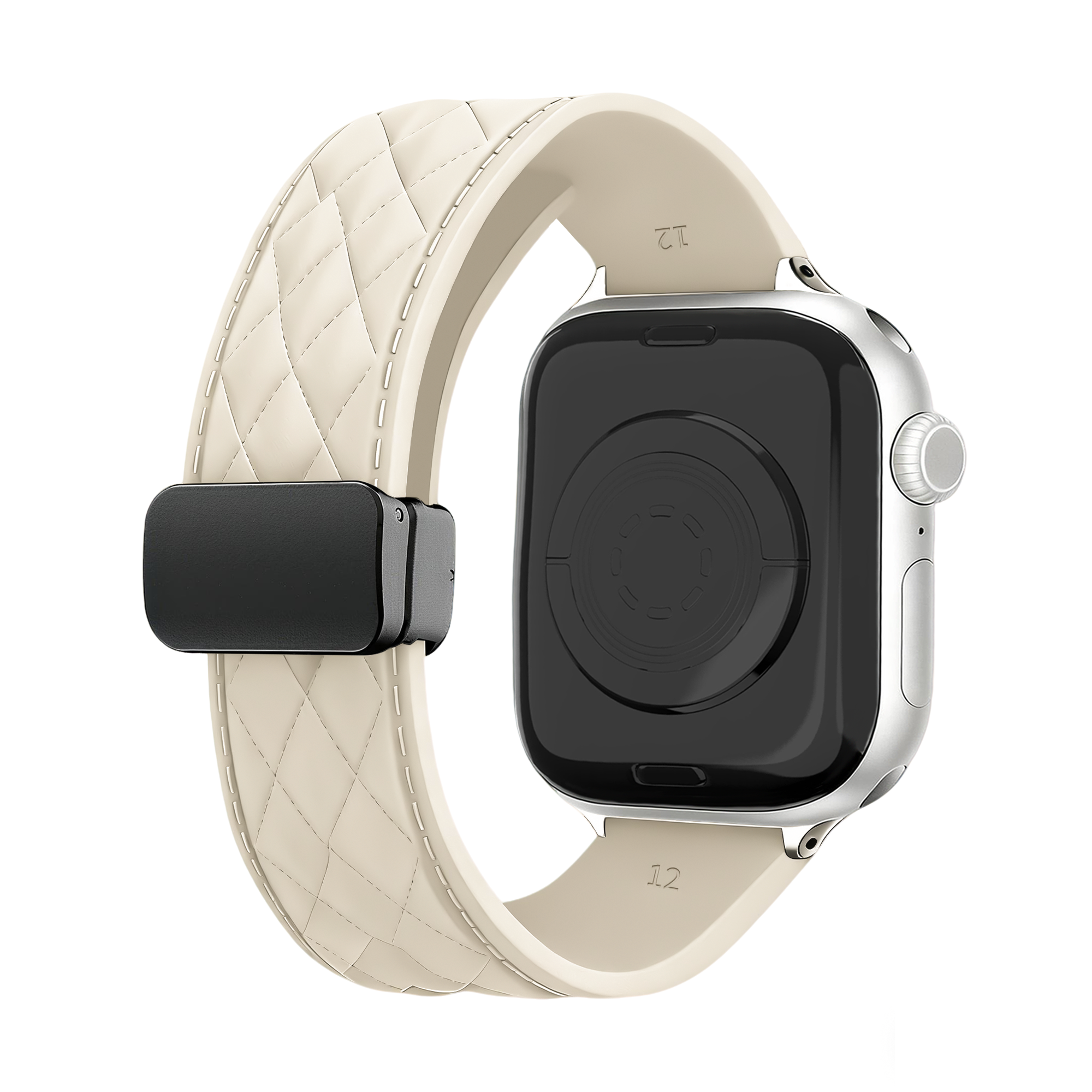 Correa silicona 'Diamond' con hebilla Apple Watch (beige)
