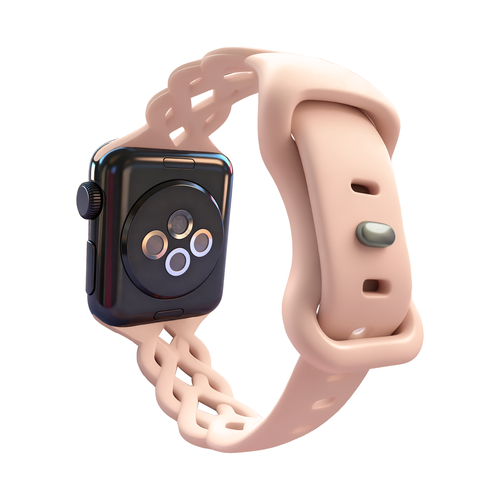 Correa silicona trenzada Apple Watch (rosa arena)