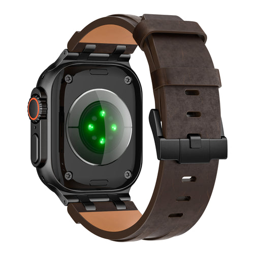 Correa cuero sólida Apple Watch Ultra (marrón café)