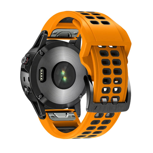 Bandz Correa deportiva dual con hebilla Garmin Quatix 8 Pro - 47mm (naranja/negro)